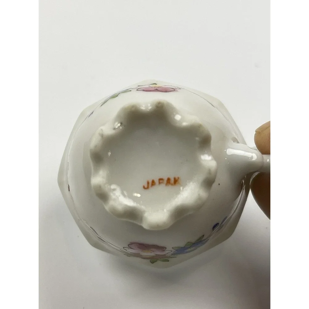 MINIATURE Teacup Colorful Bird Parrot Roses Handpainted‎ in Japan 2